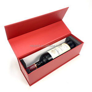 Magnetic Gift Box Wine Bottle Gift Packaging Box Red Handmade Rigid Boxes Beverage MC Paperboard Scarf Packaging Box Gold Foil