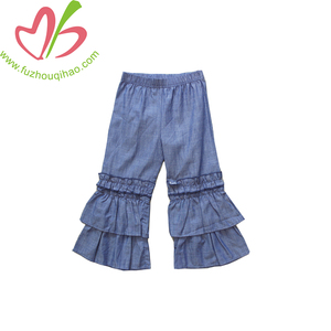 Nouveau style <span class=keywords><strong>fille</strong></span> à volants denim pantalons longs filles à la mode pantalons spécifiques au sexe - Product Image 2