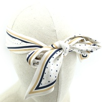 Foulard double face en satin de polyester imprimé à pois, style long, pour femme et fille, avec rubans de poignée de sac, vente en gros Chine