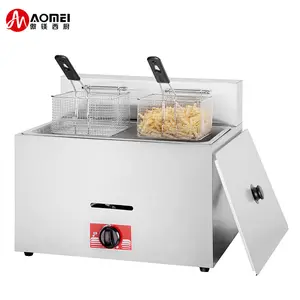 Kfc 12L High Quality Commercial 1 Tank 2 Basket Table Top Stainless Steel Lpg Gas Fryer