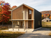 100 ㎡   Villa modulaire minimaliste sophistiquée, design luxueux et épuré, salles de bain avec douche privée, prête pour l'énergie solaire