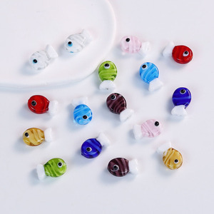 Two-color hand-painted small fish beads, loose beads, glass beads, handmade DIY jewelry accessories, goldfish <b>phone</b> <b>chain</b> beads - Product Image 4