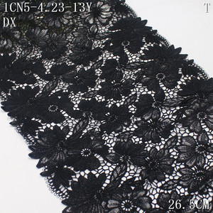 Pizzo Ricamato Personalizzato 26cm in <span class=keywords><strong>Pelle</strong></span> PU, Pizzo Floreale alla Moda, Pizzo Guipure Nero Pesante in Poliestere Ricamato per Abiti e Tessuti - Product Image 1