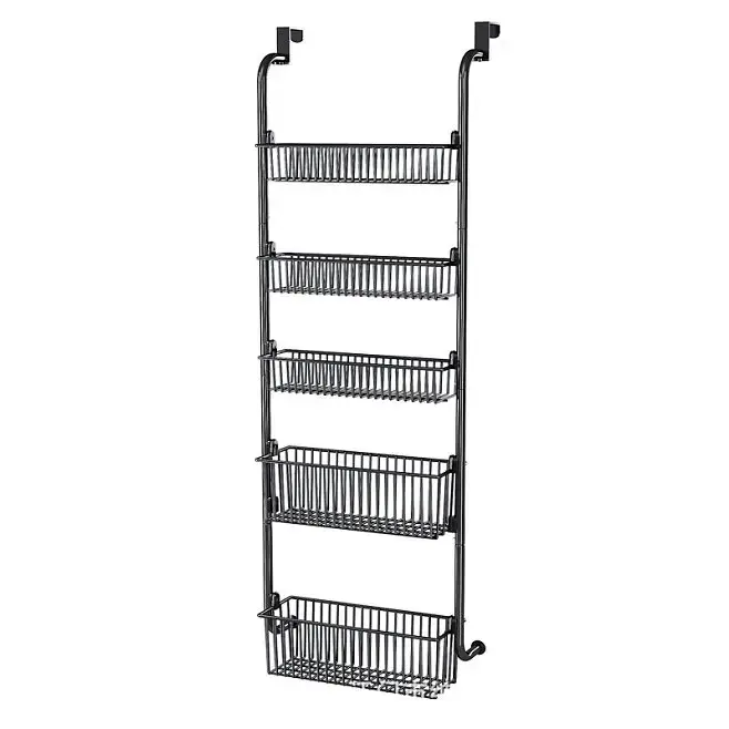 DS1481 6-Tier Metal Hanging Closet Organizer Wall Mounted Spice Rack Over the Door Pantry Organizer Rack with 6 Full Baskets