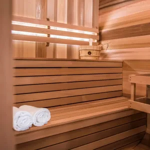 Cubo para exteriores de cedro rojo Canadiense tradicional 2025, sala de Sauna, porche delantero de madera maciza con función de vapor húmedo, cabina de leña - Product Image 5