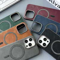 Étui de téléphone en cuir plaqué de luxe avec chargement magnétique sans fil pour iPhone 17 16 15 Pro Max 14 13, coque rigide antichoc