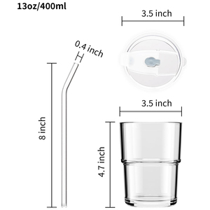 Vasos de vidrio de 400ml y 600ml con tapas y pajitas para café helado, diseño elegante acanalado, taza de viaje de pared gruesa para zumo - Product Image 2