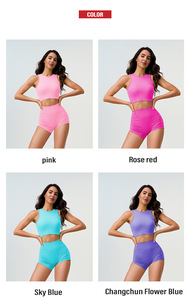 XW-WX2416 + Dk3409 Bán Chạy Nhất Backless Chéo Dây Đeo Áo Ngực Thể Thao Cao Eo Phụ Nữ Quần Short Phòng Tập Thể Dục Mặc Phụ Nữ Thiết Lập - Product Image 3