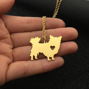 Petit <span class=keywords><strong>collier</strong></span> à breloque en acier inoxydable pour chien <span class=keywords><strong>Chihuahua</strong></span> Bijoux en forme de chien minuscule - Product Image 1