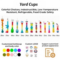 Personnalisable 550ml en plastique Slush Yard Cup Dinosaure Requin Fruit Sirène Animal Motif Réutilisable Paille Fête Alimentaire Caractéristiques Personnalisé