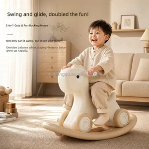 VSUCH 2-in-1 Kinder Reit- und Schaukelpferd Kleinkind Balance-Pony Spielzeug Indoor-Schaukler mit Gleitrollen für Kleinkinder - Product Image 1