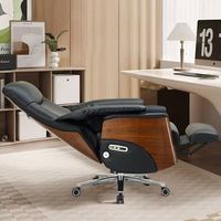 Fauteuil de bureau et d'ordinateur moderne inclinable de première classe, en cuir véritable, électrique, intelligent et réglable, confortable et luxueux pour usage prolongé