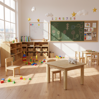 Table ergonomique en bois massif de caoutchouc, design carré à quatre pieds, durable et non toxique, pour l'école, la maison, le bureau, la maternelle