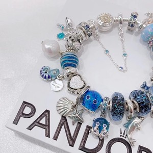 Juego de Pulseras de Cadena de Plata 925 de Primera Calidad con Piedras Naturales Azules, Estilo Viento Fresco del Océano, Venta al Por Mayor del Fabricante, Familia Pan - Product Image 2