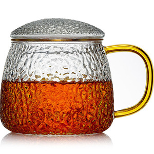 Hammered Japanese Style Glass <b>Tea</b> <b>Cup</b> With Infuser <b>Large</b> Size For Gift - Product Image 4