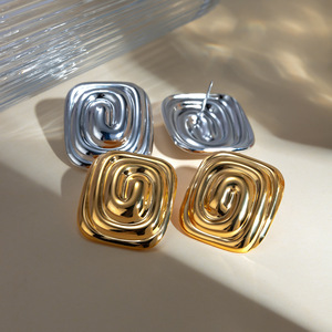 Geometric <b>Stud</b> <b>Earrings</b> Zinc Alloy Gold <b>Silver</b> Spiral Design Fashion Jewelry - Product Image 2