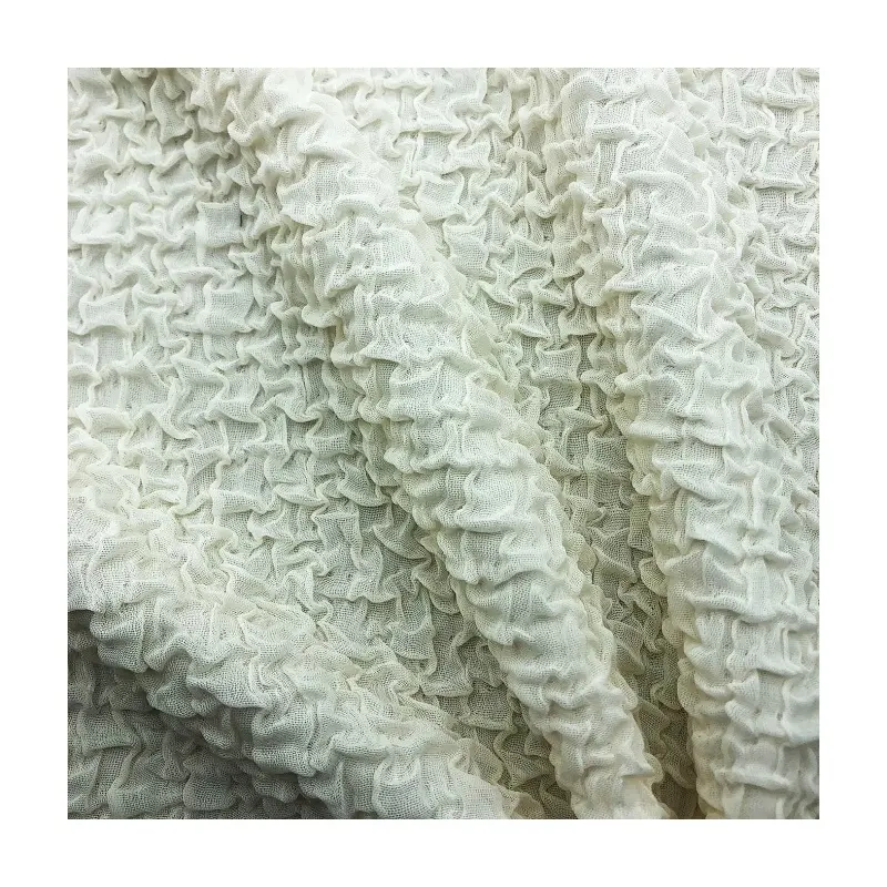 Hot Sales Crinkly Textur 230g/m² 100% Polyester Stück gefärbte Crêpe Bubble Jacquard Stoff für Kleidung Kleid