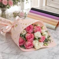 Papier d'emballage mat imperméable Corner Love pour bouquets de fleurs fraîches, vente en gros, style coréen