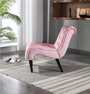 Fauteuil d'appoint moderne en velours sans accoudoirs / Fauteuil de loisirs pour salon, bureau à domicile, chambre à coucher, rembourré, imperméable et écologique - Product Image 5