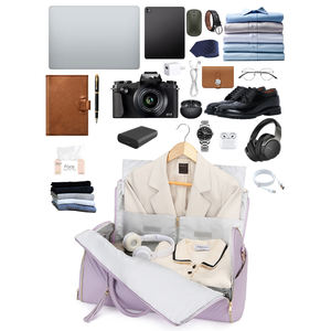 2025 사용자 정의 여성 PU 가죽 의류 가방 더플 접이식 휴대용 가방 비즈니스 여행 더플 가방 - Product Image 4