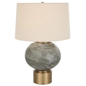 Amber Honeycomb Ceramic Sphere Table Lamp with Bronze Base | Rustic Artisan Lighting for Resort Hotel & Home - Product Image 6