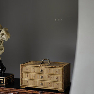 Bamboo Fan Cabinet Drawer Type <b>Tea</b> Storage <b>Box</b> With Lid For Pu'er <b>Tea</b> Cake <b>Tea</b> Ceremony Accessories - Product Image 1