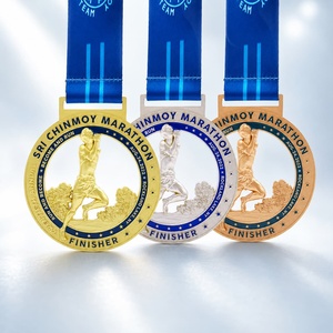 Ensemble de médailles 3D personnalisées de haute qualité en or, argent et bronze pour course à pied, marathon professionnel, récompense - Product Image 1