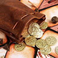 Usine PU cuir pièces d'or sac à cordon mdn dés pochette à monnaie en métal pour donjons et dragons Taletop accessoires de jeu