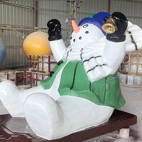 Statua di Pupazzo di Neve a Grandezza Naturale per Uso Commerciale, Decorazione Natalizia da Esterno, Personalizzabile in Fibra di Vetro, Vendita all'Ingrosso