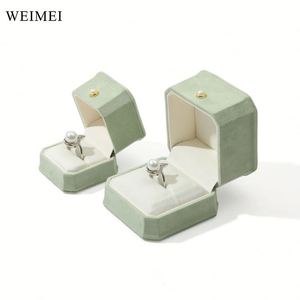 Octogone velours vert boîte à bijoux conception personnalisée anneau collier Bracelet pendentif stockage cadeau donnant Caja Joyas - Product Image 4