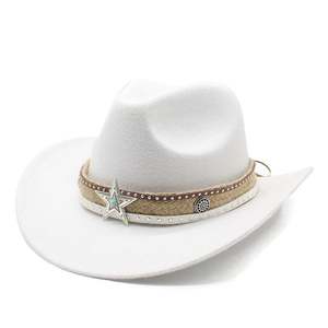 Sombrero Fedora de Ala Ancha al por Mayor, Sombrero Vaquero de Fieltro Personalizado para Hombres y Mujeres, Estilo Occidental para Iglesia, Fiesta, Aire Libre - Product Image 2