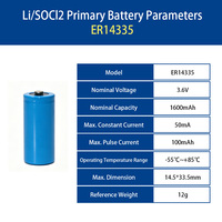 Batería de Litio Primaria LISUN ER14335 de 3.6V para Respaldo de Memoria PLC, Control Industrial CNC