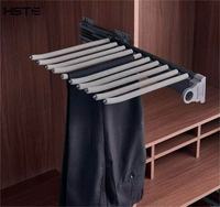 Porte-pantalon coulissant double rangée en acier de haute qualité, design amovible, à fixation latérale, pour rangement de vêtements dans placard