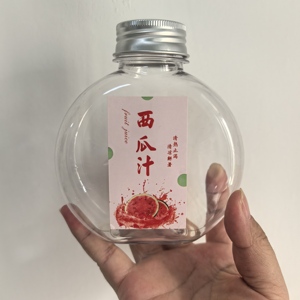 10oz Cute <strong>Plastic</strong> Jars Reusable Round Flat <strong>Bottles</strong> Mini Juice <strong>Bottles</strong> for Soda Tea Champagne <strong>Beer</strong> for Miniature Liquids - Product Image 2