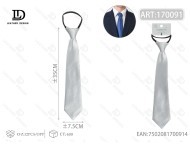 Cravatta con cerniera grigio argento 7,5 cm x 35 cm in raso stile classico business - Product Image 3