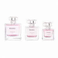 Flacon de parfum en verre vide de grande capacité carré transparent OEM de 30 ml 50 ml 100 ml avec applicateur et couvercle