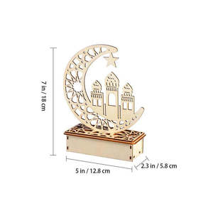 2025 hot-bán ramadan trang trí lễ hội bằng gỗ Trăng Sao đèn Deco trang trí phòng ngủ - Product Image 3