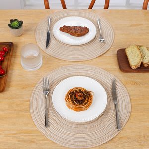 Manteles individuales redondos trenzados para mesas <span class=keywords><strong>de</strong></span> comedor, 15 pulgadas, antideslizantes, lavables, decoración rústica natural para cocina. - Product Image 5