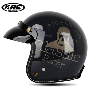 <span class=keywords><strong>Casque</strong></span> de <span class=keywords><strong>moto</strong></span> KRE vintage 3/4 ouvert <span class=keywords><strong>homologué</strong></span> DOT avec visière bulle et lunettes de protection - Product Image 3