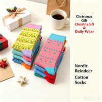 Chaussettes en coton tendance pour Noël, hommes et femmes, imprimé Père Noël, chaussettes décontractées, design personnalisé ODM