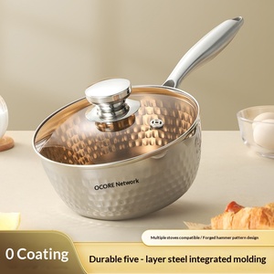 Casserole en acier inoxydable 316 avec couvercle et poignée, chauffage uniforme, compatible <span class=keywords><strong>induction</strong></span>, antiadhésive, facile à nettoyer, pot à lait, pot de cuisson Yukihira - Product Image 1