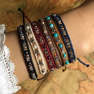 Bohemian Kleurrijke Kralen Armband Handgeweven Verstelbare Dubbelstreng Weeftouw Armband Voor Dames Heren Sieraden