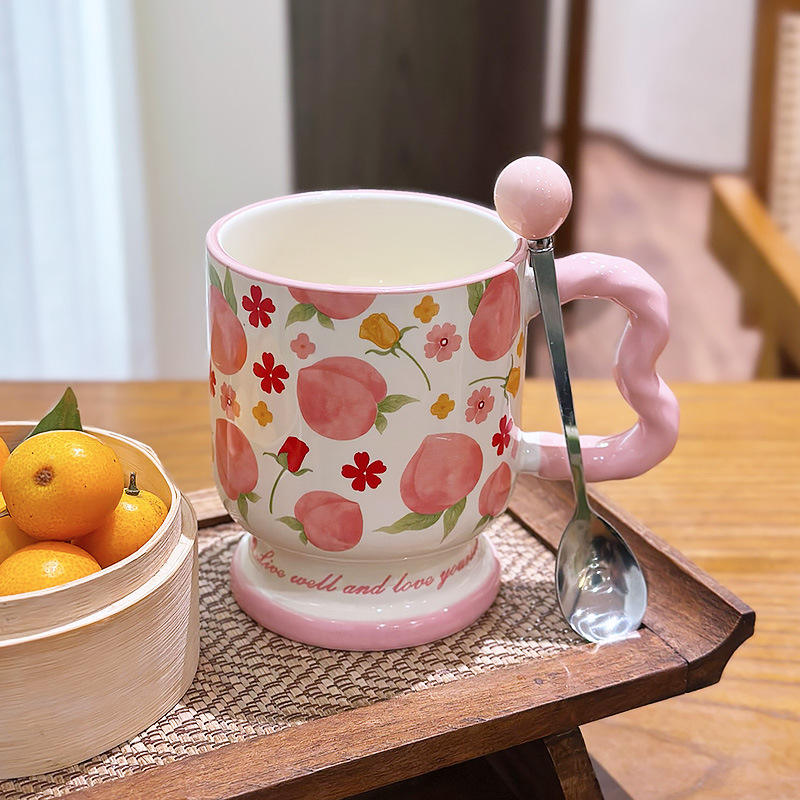 Pêche rose [tasse et cuillère]