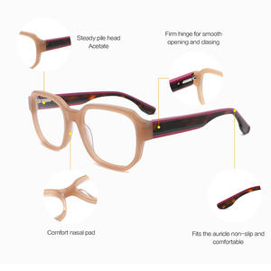 Gafas Conchen Ovaladas de Acetato, Montura Completa Unisex, Hechas a Mano, Lentes Planas 1075 - Product Image 3