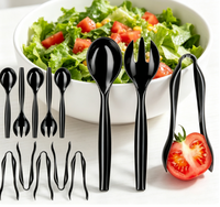 Groothandel hete verkoop wegwerp zwarte plastic recyclebare bestek lepels salade food grade bestek voor bruiloft feest gebruik
