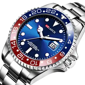奢侈品牌手表男士运动手表可旋转表圈GMT蓝宝石玻璃日期不锈钢石英手表