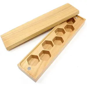 木质骰子存储盒，带磁性盖，用于存储多边形7骰子
