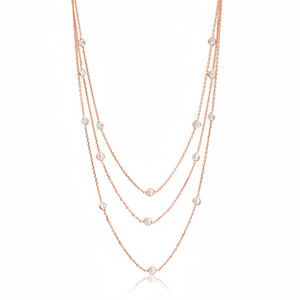 Multi Layered Zircon Stone Wholesale 925 Sterling Silver <b>Necklace</b> - Product Image 2
