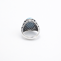 S925 Silber Kristallbesetzter Vintage Gravierter Ring