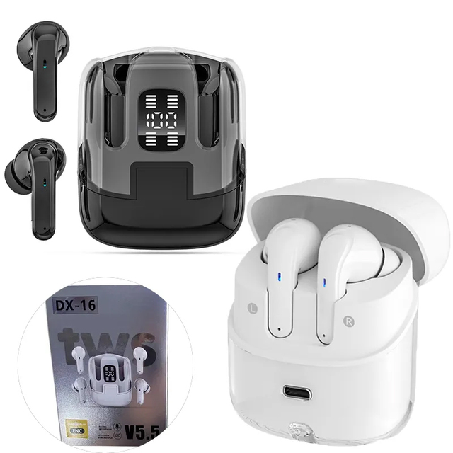 New Arrival DX-16 TWS V5.5 In-ear Gaming Wireless Earphones LED Digital Display Couple Headphones Intelligent Noise Reduction